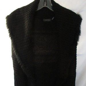 Love Token Black Knit Sweater Vest with Rabbit Fur  Size Medium